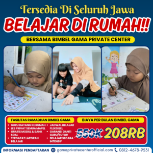 Les privat anak TK SD SMP di rumah bersama Gama Private Center – tersedia di seluruh Jawa, biaya mulai 208 ribu per bulan.